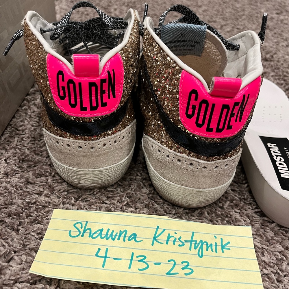 Golden Goose gold glitter mid stars size 37